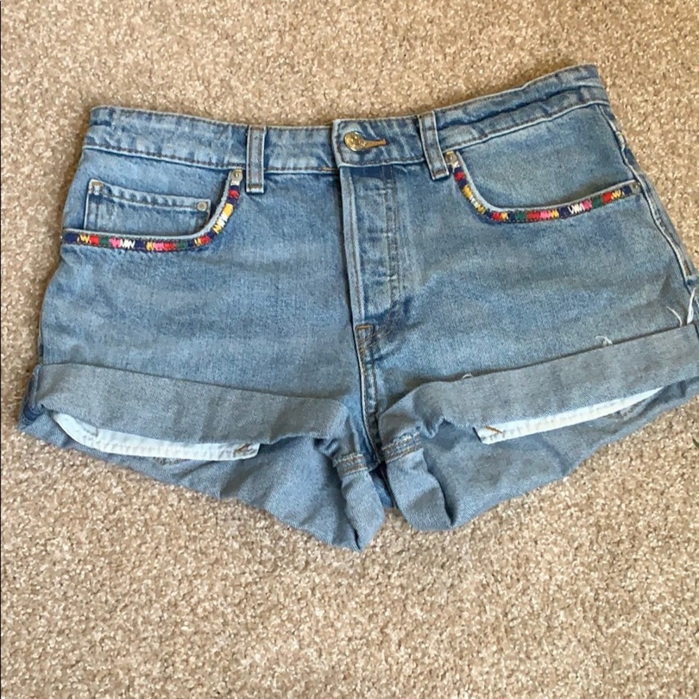 Light blue denim shorts